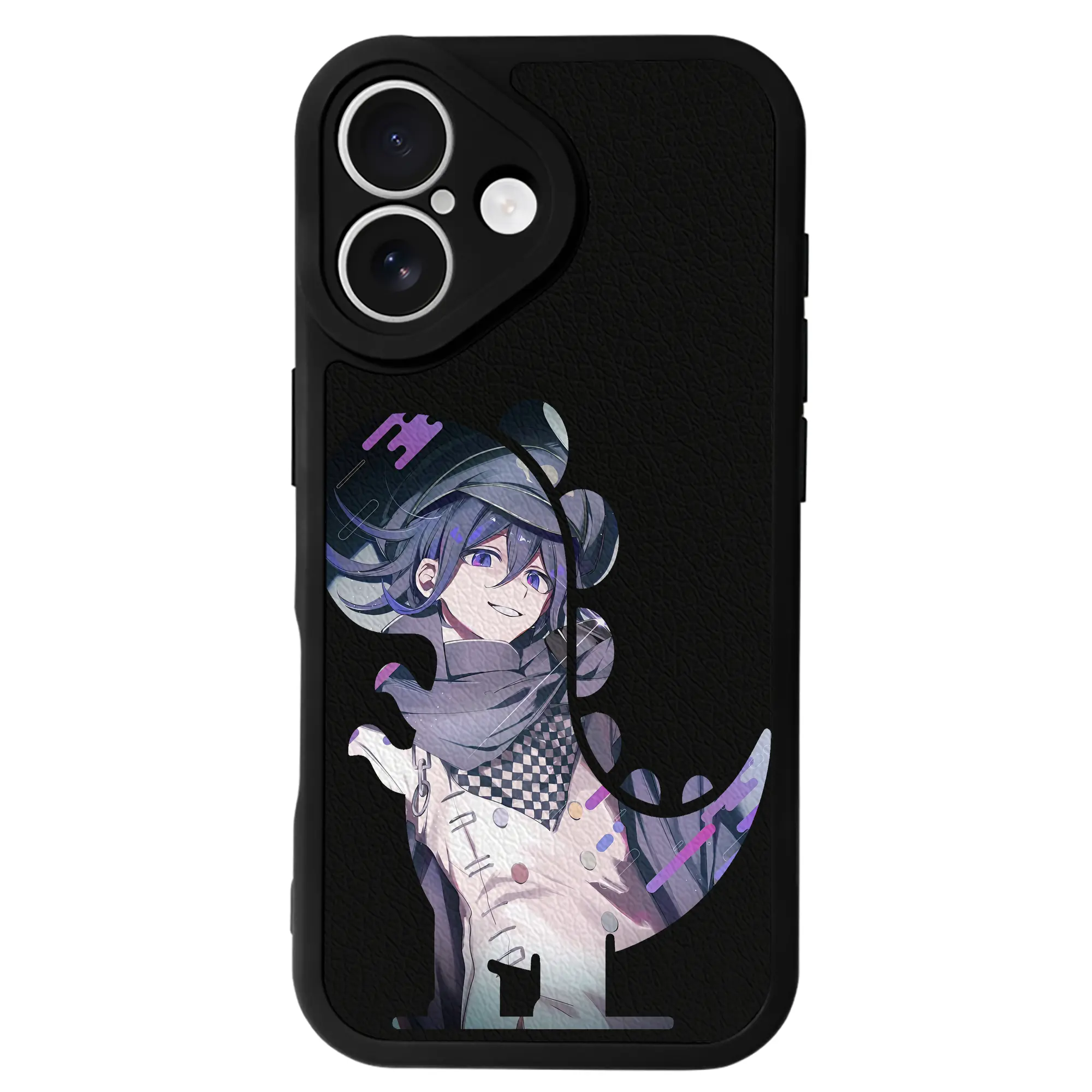 ダンガンロンパ グッズ,王馬小吉 - IPhone 16シリーズ対応 ・ シリコンスマホケース ・ レザー調 ・ 高精度フィット ・ 耐衝撃 ・ ワイヤレス充電対応 ・ 精密カット